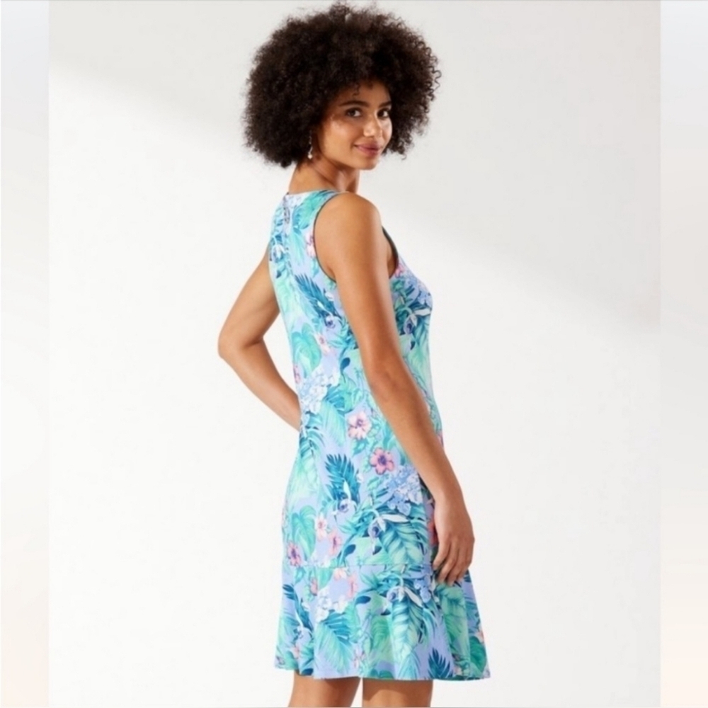 Tommy Bahama Blue Tropical Floral Sleeveless Dress Size M - Picture 4 of 11
